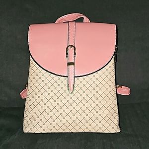 Pink and Beige Backpack